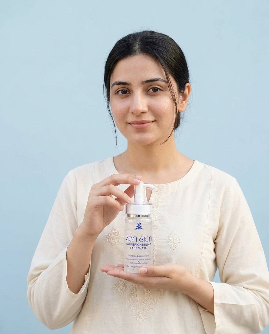 Woman holding Zen Skin Brightening Face Wash